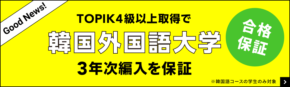  韓国外国語大学の韓国学科（3年次編入）への入学許可証を取得できる！！