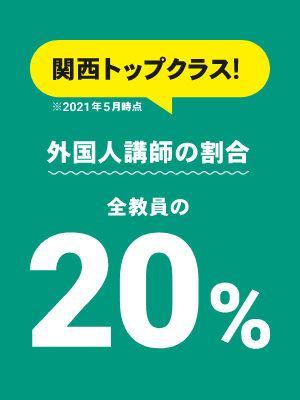 関西トップクラス！外国人講師の割合 全教員の20%