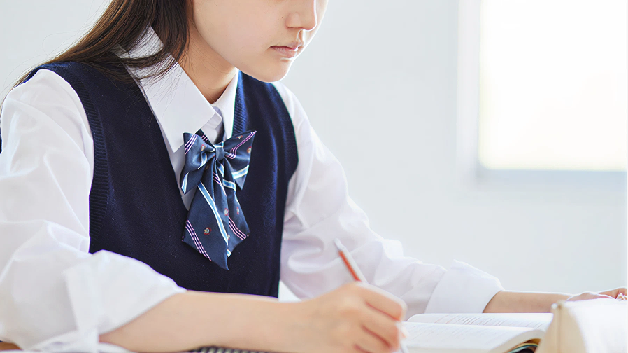 英語資格取得のための勉強をする高校生のイメージ。