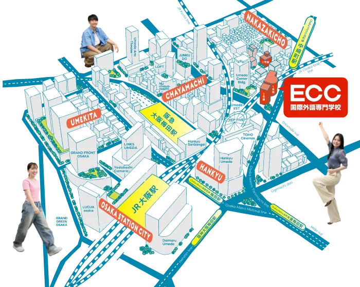 ECC国際外語専門学校のマップ