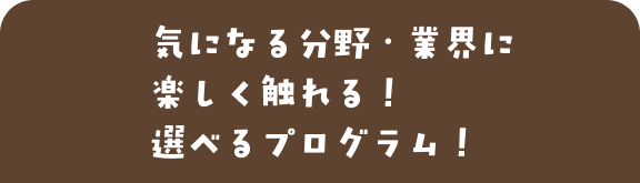 気になる分野・業界に楽しく触れる!選べるプログラム!